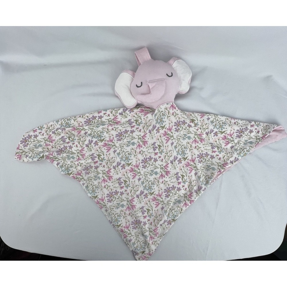 MILKBERRY Elephant Baby Blanket Lovey Pink Floral Stroller Clip Security Blanket